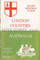 London Counties Australia 1957 memorabilia